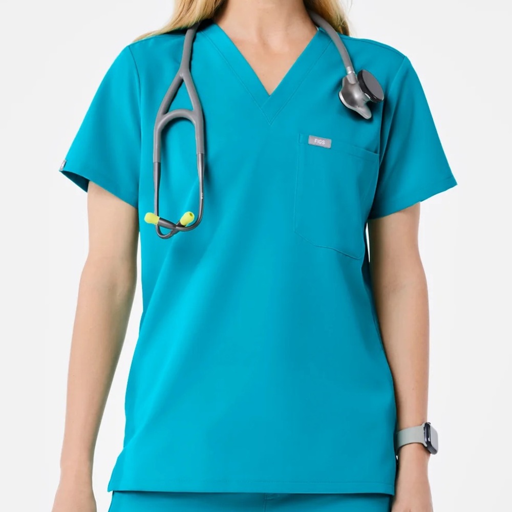 Figs Teal Catarina Scrub Top